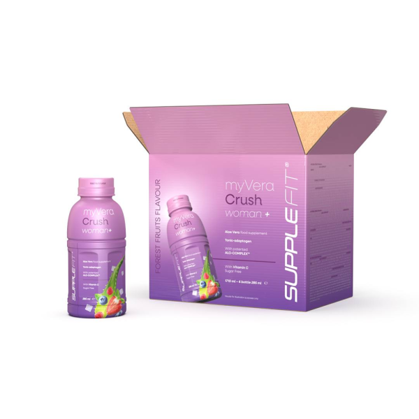 MYVERA CRUSH Woman + | Nahrungsergänzungsmittel Einzelflaschen à 285 ml (6-er Pack) – Gesamtinhalt: 1710 ml